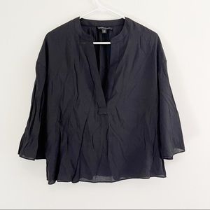 Banana Republic Black V-Neck Semi Sheer Blouse Size XS